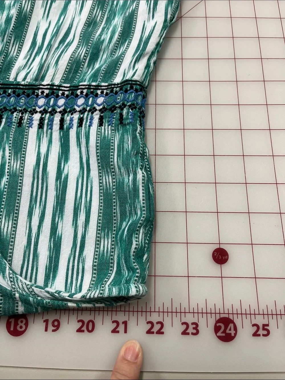 J. JILL Summer Casual Sleeveless V-Neck Embroidered Teal & White Print Dress LP